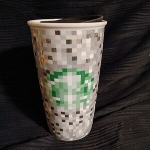 Starbucks & Rodarte 2012 collab pixel Minecraft travel ceramic cup (121924E)